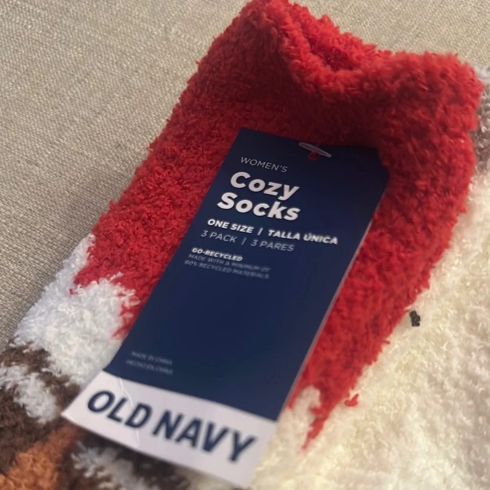Old Navy Red and White Casual Socks Cozy Collection